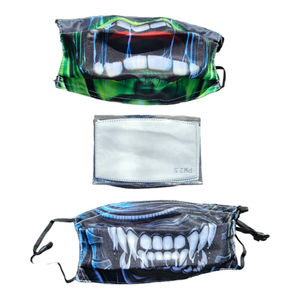 Halloween 2 Pack Cloth Face Masks, Washable Easy Care, Costumes Parties One Size